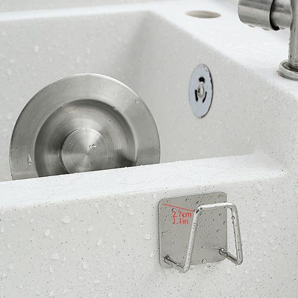 

hooks & rails stainless steel kitchen sponge holder, self-adhesive sink sponge, drain drying rack, accessories, storage tissue