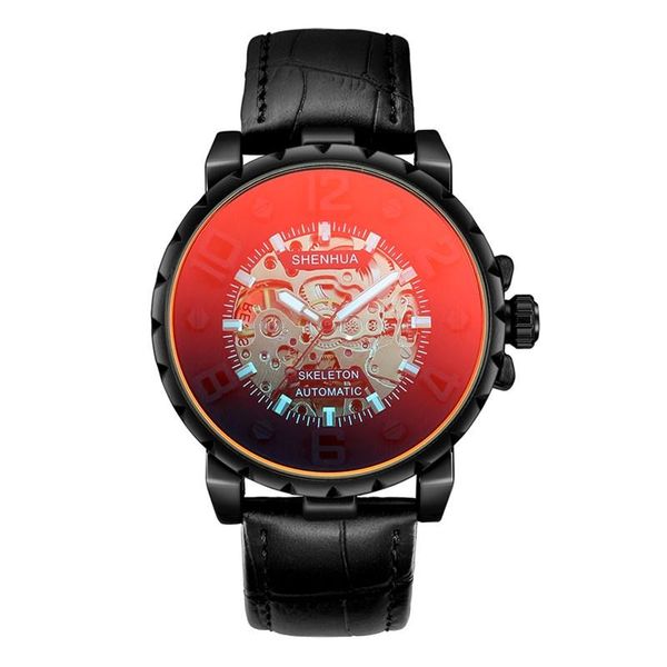 

gorben casual stylish leather/steel strap men's mechanical watches automatic mens business sport male's wristwatch wristwatches, Slivery;brown