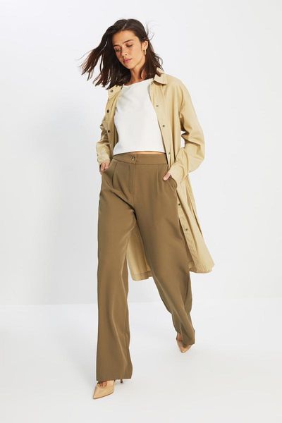 

women's pants & capris trendyol straight twoaw22pl0139, Black;white