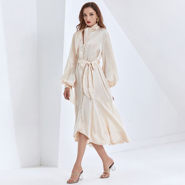 

dresses elegant lace up black for women stand collar long sleeve irregular hem temperament es female fashion, Black;gray
