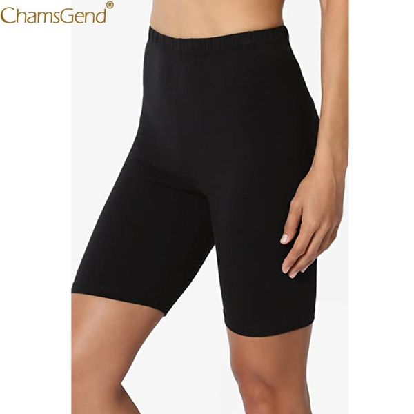 

woman shorts sport solid mid thigh stretch cotton span high waist active short leggings elastic for women women's, White;black