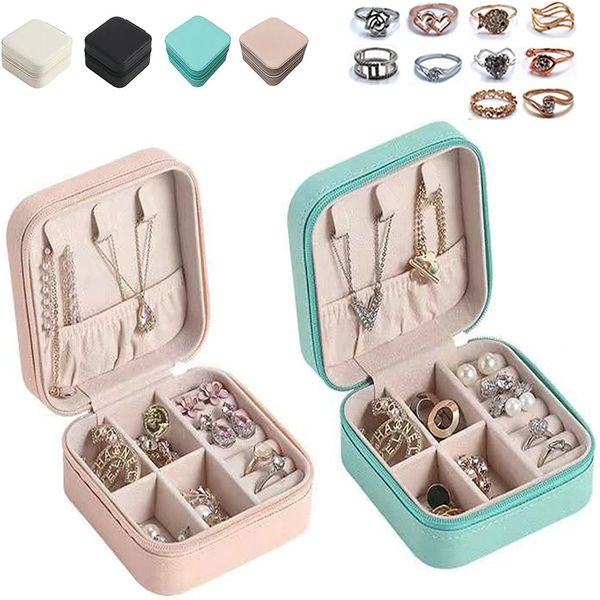 Rose Mint Blue Mini Jewelry Box para Brincos Cascas de Armazenamento port￡teis Caixas de presente Mulheres viagens para garotas titulares j￳ias anel de j￳ias jllymh