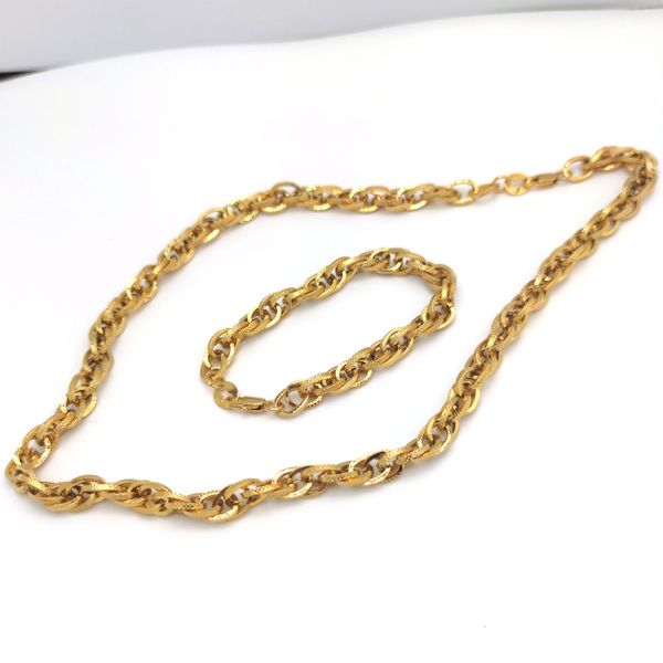 

vintage 9k gold fine solid tone chain necklace 600mm bracelet 8.3" large double loop links jewellery kihei, Silver