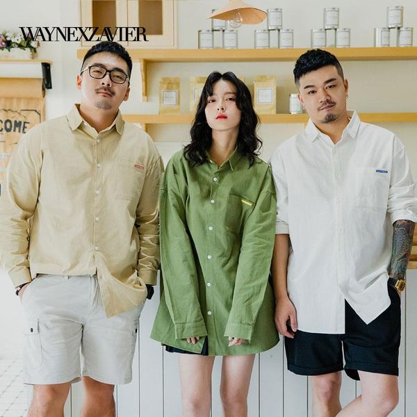 

men's casual shirts waynexzavier 2021 autumn solid color shirt cotton long sleeve slim fit chest pockets clothing, White;black