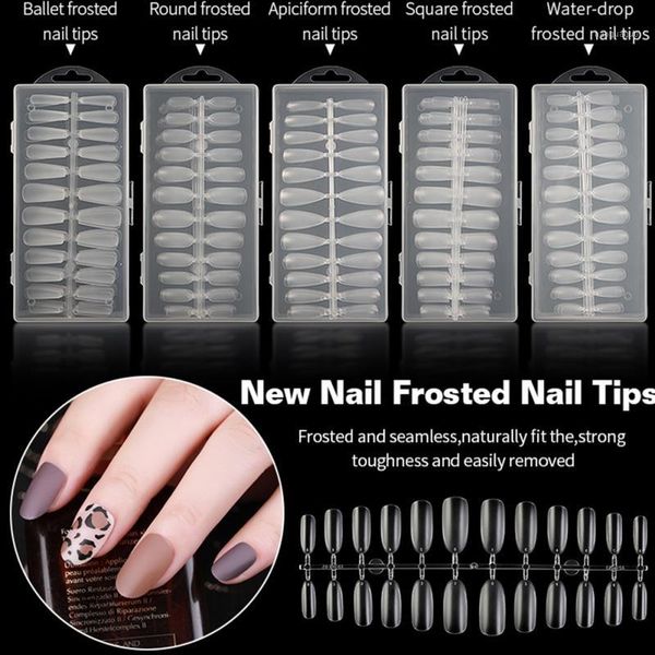 

pcs folding traceless fake nail patch ultra-thin extension transparent frosted false nails h0611, Red;gold