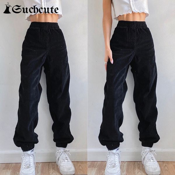 

women's jumpsuits & rompers y2k vintage corduroy pants low waist female gothic black trousers streetwear 90s outfits harem hytr, Black;white