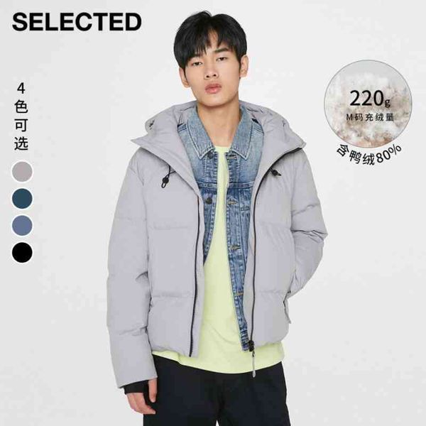 

Selected down et, hooded, solid, 42041030, Black