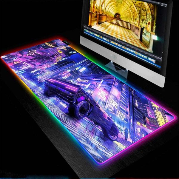 

mouse pads & wrist rests cool car 2077 rgb gaming pad luminous colorful led mousepad xxl gamer interface usb lapgame accessories keyboar