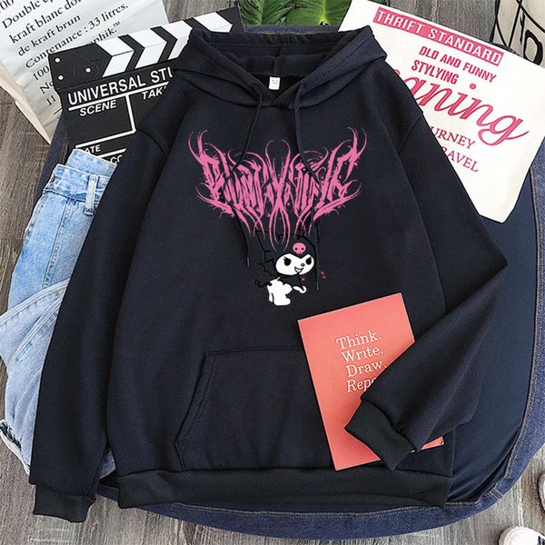 

new versatile dark style loose hip hop hoodie with velvet, Black