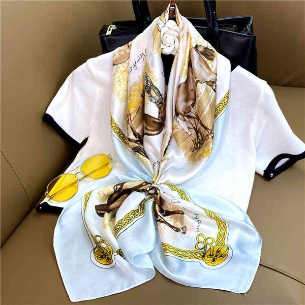 

70% off design scarf spring and summer new fashion animal female hangzhou silk 90cm large square horse sunscreen shawl, Black;purple