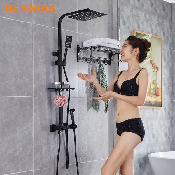 

bathroom faucet black bronze shower set wall mounted brass bathtub mixer tap luxury rainfall thermostatic sets