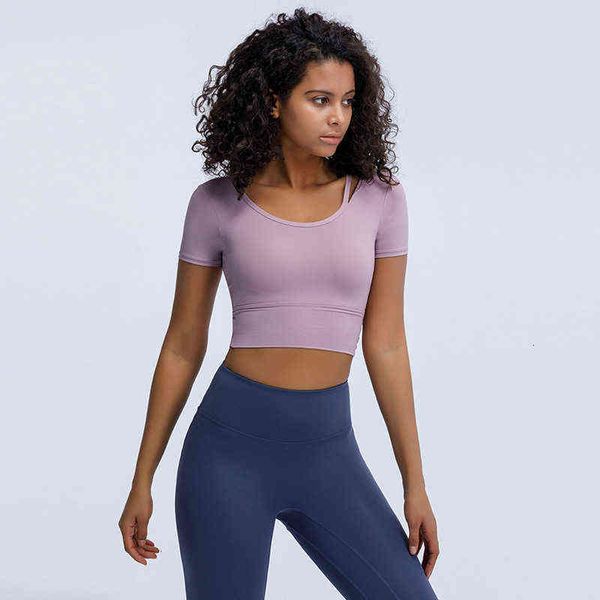 

women's t-shirt long sleeve yoga spring and summer fitns women's short beautiful back sports shows thin running tight net red clot, White
