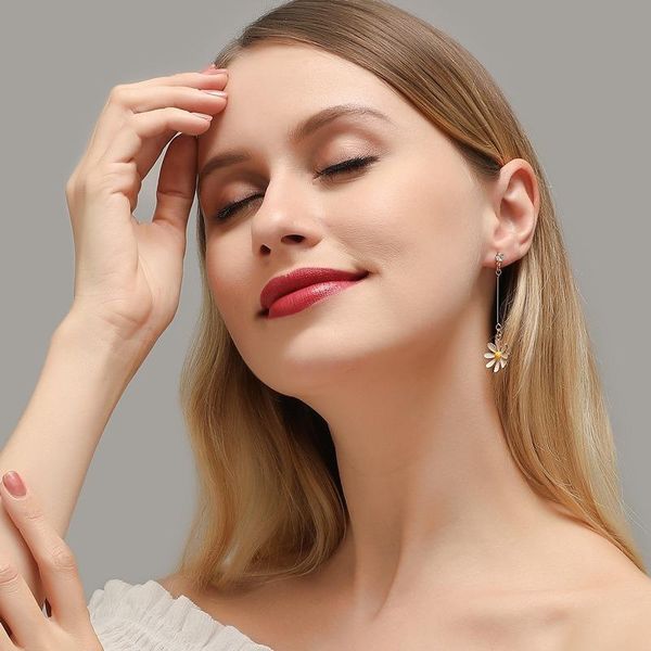 

dangle & chandelier silver color daisy earrings korean trendy sunflower simple romantic jewelry for women wedding birthday gifts