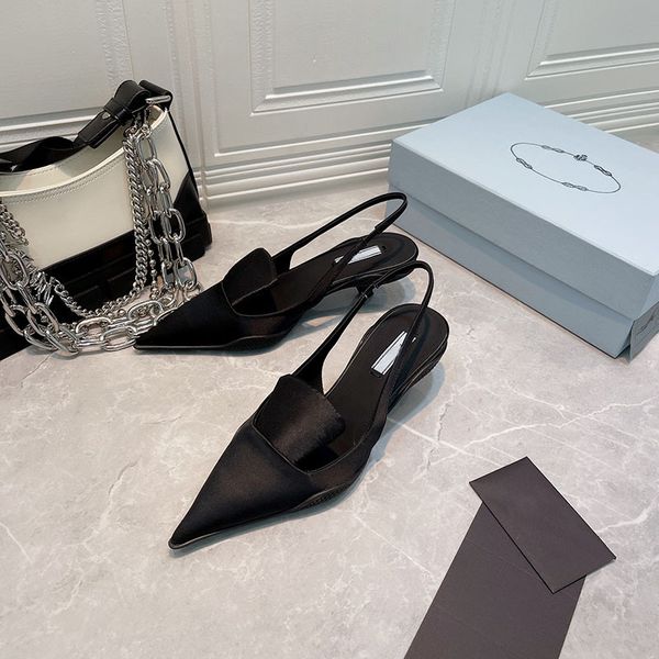 

sandals slippers kitten's heel sandals women's 2021 spring and summer new pointed back high heel comfortable fashion women's, Black