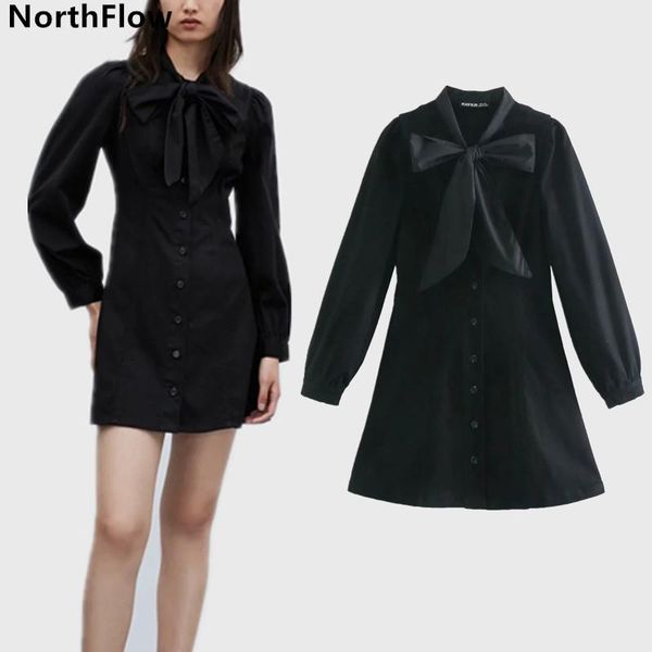 

northflow women dress bow black single breasted mini england style de fiesta party vestidos robe femme casual dresses, Black;gray