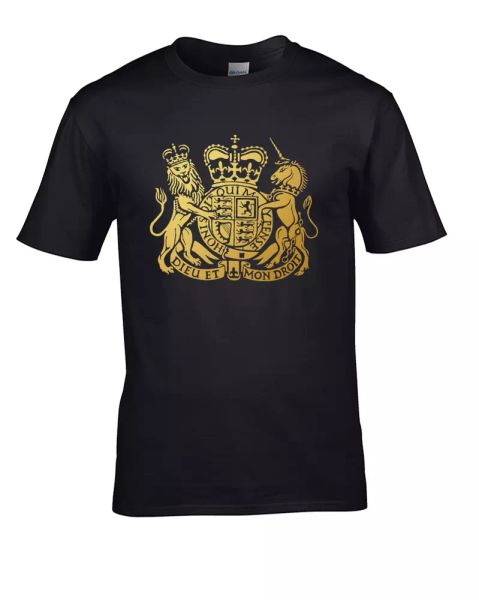 

united kingdom royal coat of arms- metallic gold design- men's t-shirt, White;black