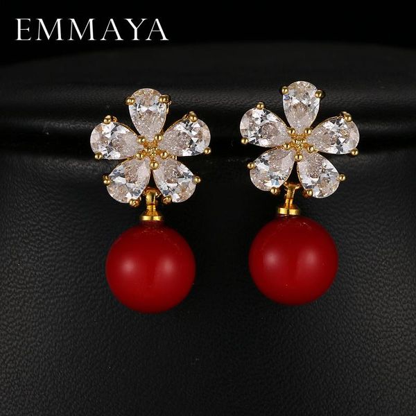 

dangle & chandelier emmaya big red earrings rojos fashion jewelry gold color for women luxury cz flower earring, Silver