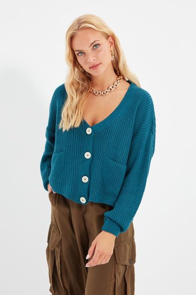

women's knits & tees trendyol pocket detail knitwear cardigan twoaw22hi0789, White