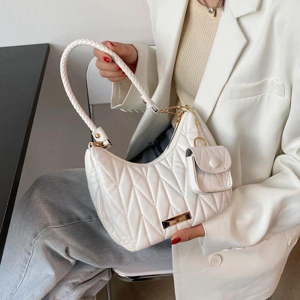 

shoulder bags half-moon solid color simple small pu leather crossbody for women 2021 summer travel fashion handbag designer