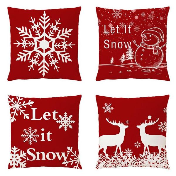 

45x45 christmas pillow covers linen cushion red xmas pillowcase hidden zipper closure pillows tree decorate pillowcas cushion/decorative