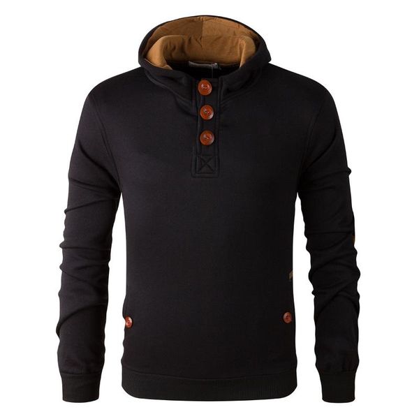 

men's hoodies & sweatshirts zogaa 2021 hoodie solid color casual sports jacket long sleeve plus size round neck streetwear with buttons, Black