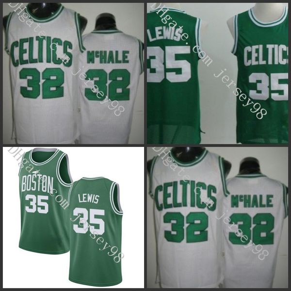 

boston celtics men #38 kevin mchale #35 reggie lewis retro basketball jersey, Black
