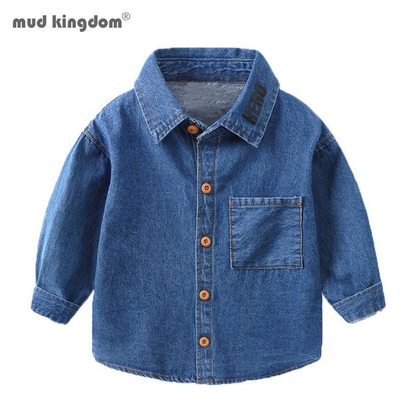 Mudkingdom Boys Denim Gömlek Sevimli Karikatür Hayvan Desen Moda Giysileri 210615