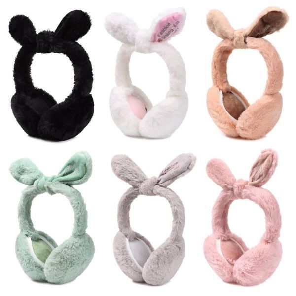 

berets women warm solid color windproof skiing earflap foldable ear muff plush earmuffs warmers, Blue;gray