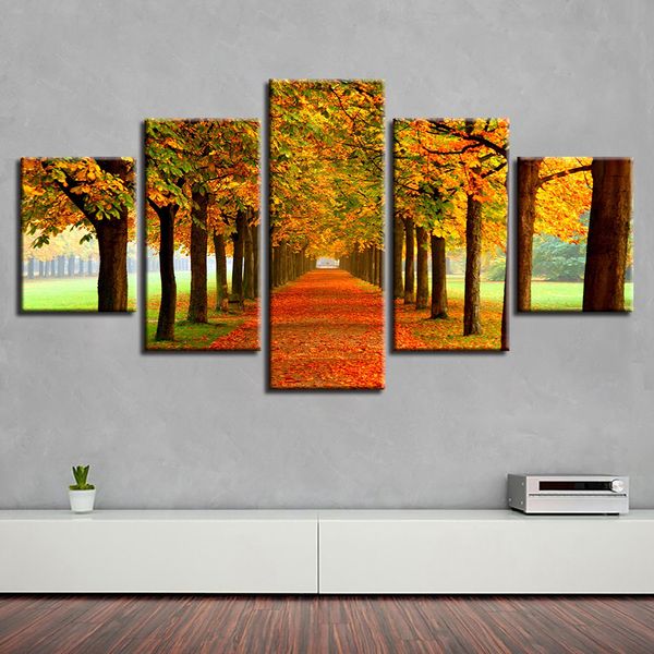 

5 pieces hd print on canvas paintings for living room maple trees landscape wall art posters home decor picture(no frame)