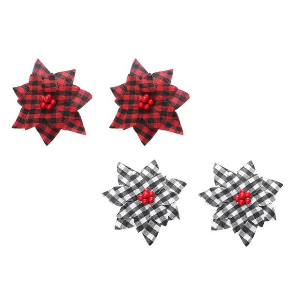 

decorative flowers & wreaths 4pcs fake christmas simulation plaid for home