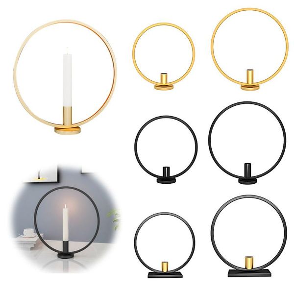 

candle holders european round iron candlestic rack home christmas party table centerpiece decoration metal black/gold