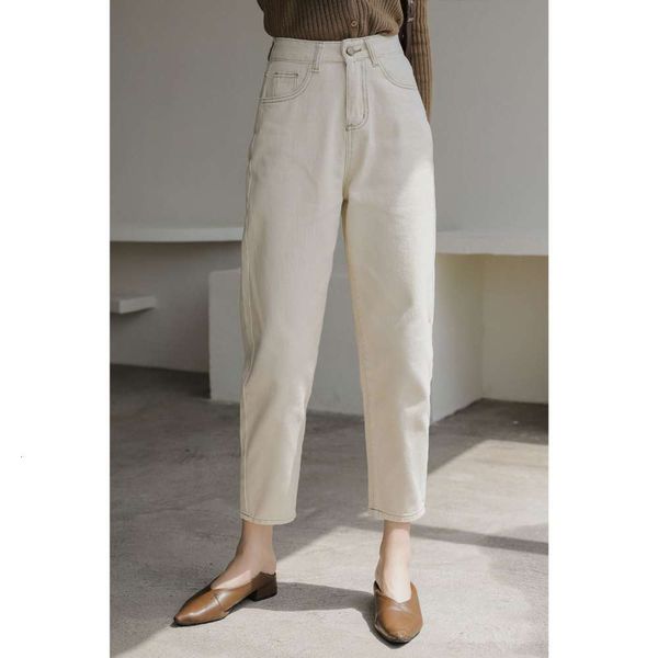 

autumn fashion loose pants nine leggings small feet white high waist women, Blue