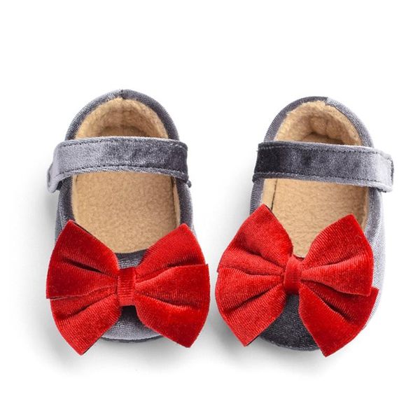 

baby girl shoes velvet bow princess crib soft sole toddler first born walkers 0-18m