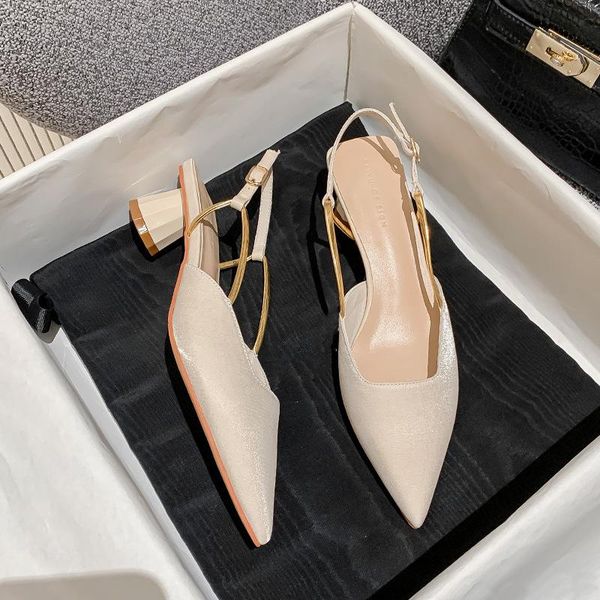 

sandals fashion square thick women's high heels summer pointed back trip band zapatillas mujer party women dress shoes, Black