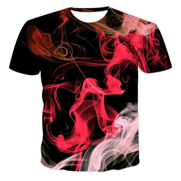 

men's t-shirts 2021 casual fashion 3d smoke landscape printing summer short-sleeved round neck and women's sports t-shirt, White;black
