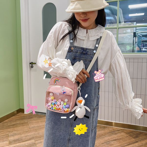 

bag small female color macarons transparent solid student shoulder japanese fresh simple girl messenger new oioln