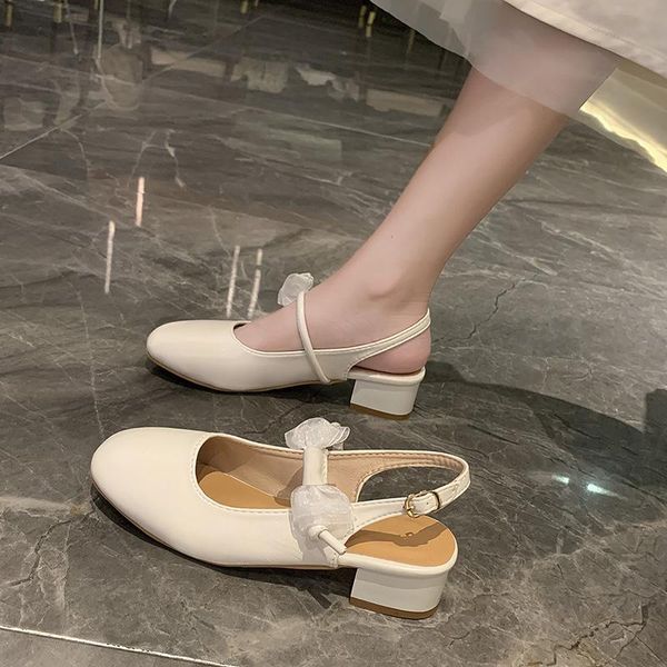 

sandals all-match comfort shoes for women high heel mary jane square toe 2021 summer med high-heeled bow girls retro clear block, Black