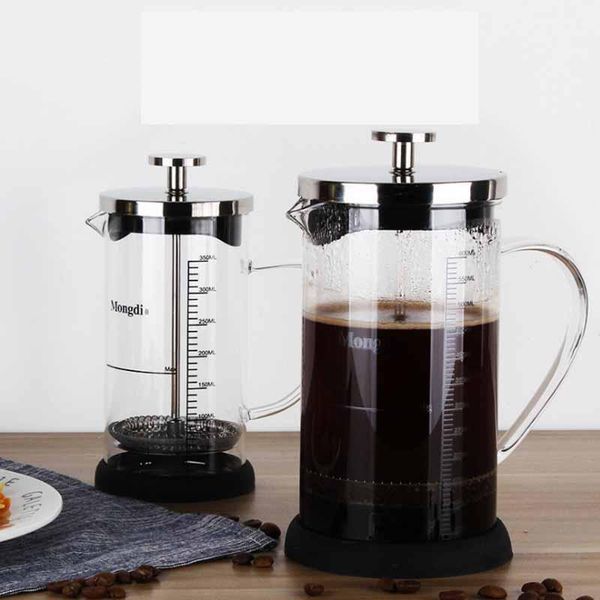 

coffee pots stainless steel french press, boron silicate press pot with scale, maker, tea 350ml 600ml