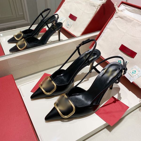 

2021 good quality fashion women luxurys designers shoes designer sandals womens luxury high heels sandal dress shoess with box size 35-41 -h, Black