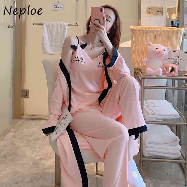 

neploe three-piece set pajama sets women's sleep1f930 210423, Black;red