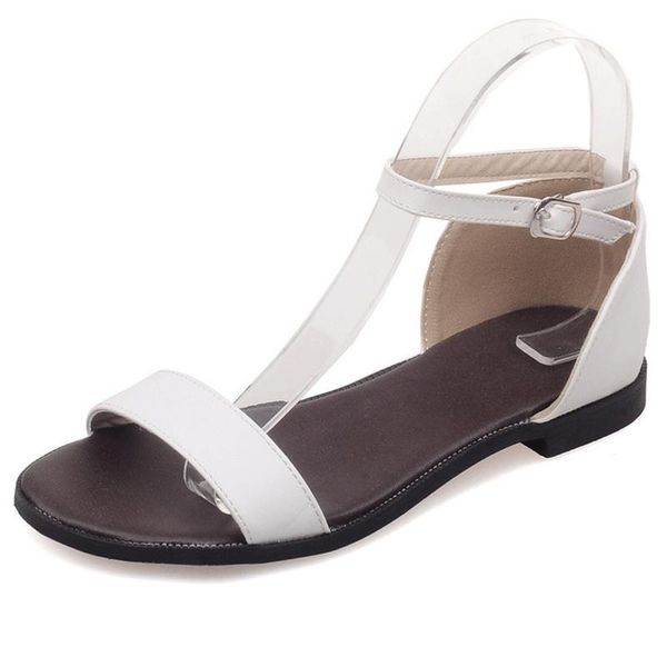 

sandals 19 flat bottomed large roman one line women's shoes, Black