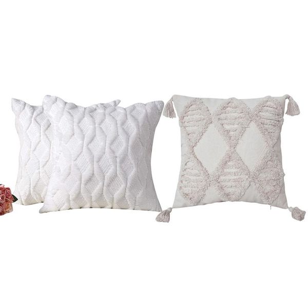 

pillow case 3 pcs soft plush short wool decorative throw covers, 2 creamy white & 1