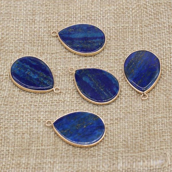 

charms natural stone pendant drop shape lapis lazuli gold-plated reiki healing for diy earrings necklace making fashion jewelry, Bronze;silver