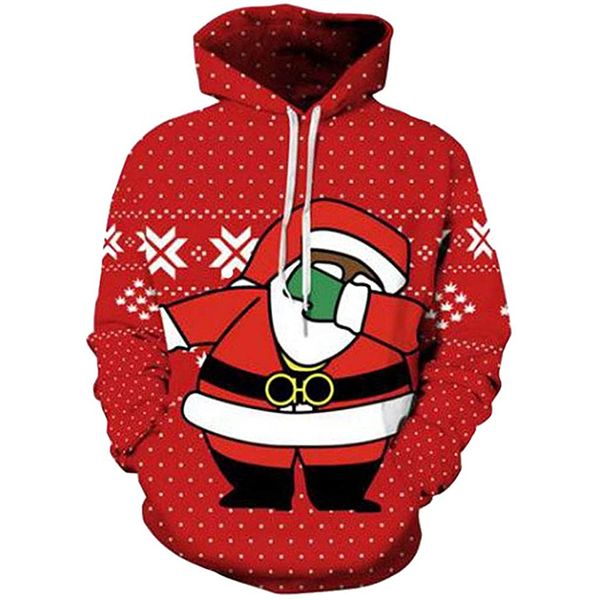 

christmas snowman 3d pattern hoodie visual impact party punk gothic round neck sweatshirt hoodie, Black