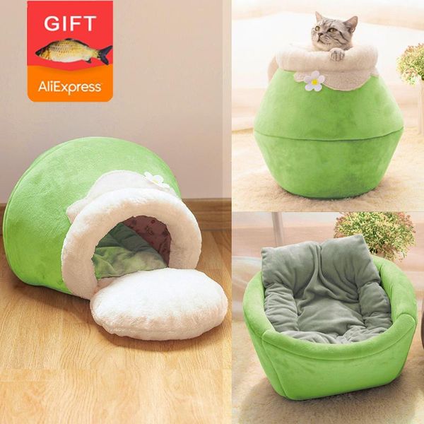 

cat beds & furniture 2021 winter warm sleeping bag cushion thickened pet bed kittens plush soft portable foldable cute house cave