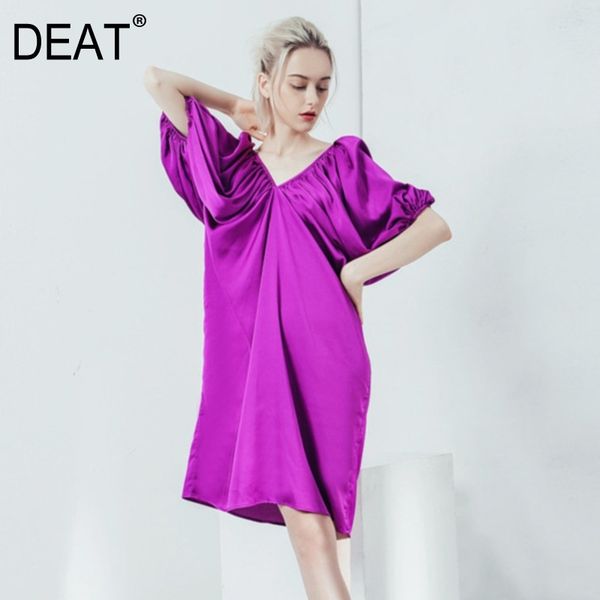 

deat new spring and summer fashion casual solid color deep v-neck open back cross lace loose short dress women's sj944 210428, Black;gray