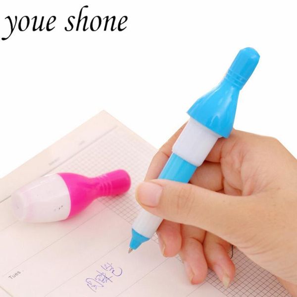 

2pcs/0.5mm blue refill ballpoint pen korean stationery mini lovely bowling pens writing learning supplies, Blue;orange