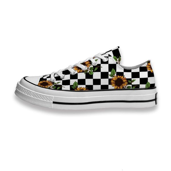 

custom printed shoes black white sunflower sneakers low mens womens skateboard sport footwear diy trainers canvas casual shoe tza5 nfkr