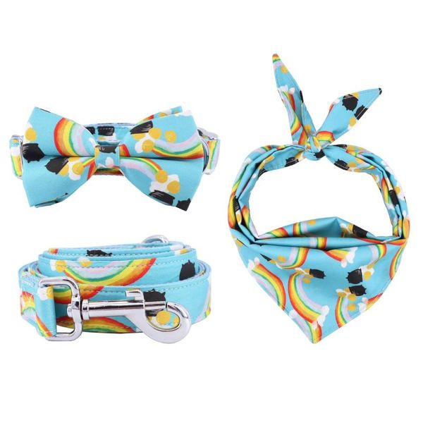 

rainbow dog collar bow tie with metal buckle big and small dog&cat pet accessories collars & leashes