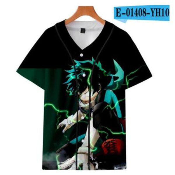 Sommermode Männer Jersey Rot Weiß Gelb Multi 3D-Druck Kurzarm Hip Hop Lose T-Shirts Baseball T-Shirt Cosplay Kostüm 061